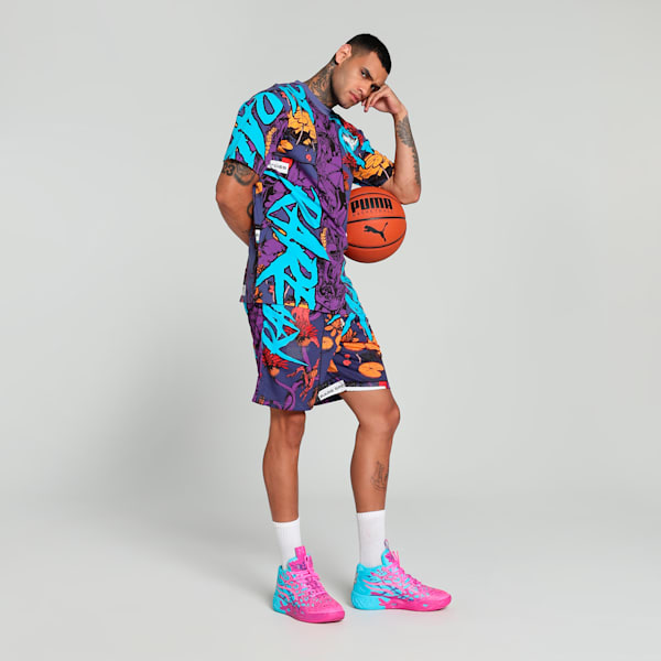 Melo Phoenix All-over Print Men's Oversized Basketball Tee, Blue Crystal-AOP, extralarge-IND