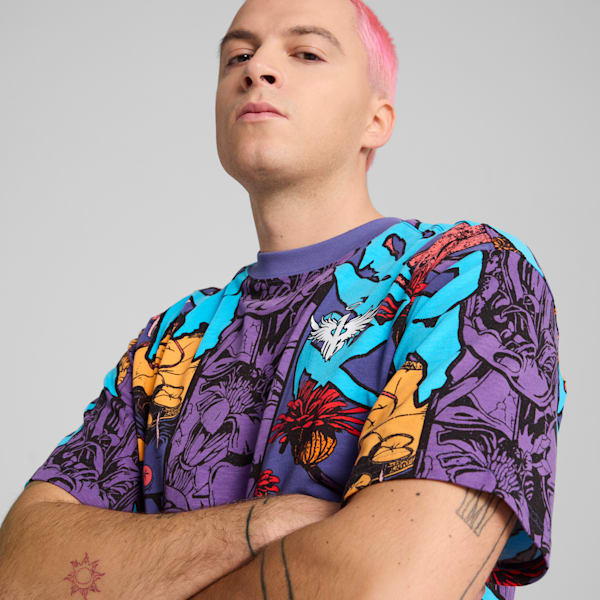Playera de básquet estampada Melo Phoenix para hombre, Blue Crystal-AOP, extralarge