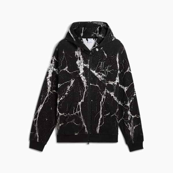 Sudadera PUMA HOOPS x LAFRANCÉ Written in Chrome para hombre, PUMA Black-Puma White AOP, extralarge