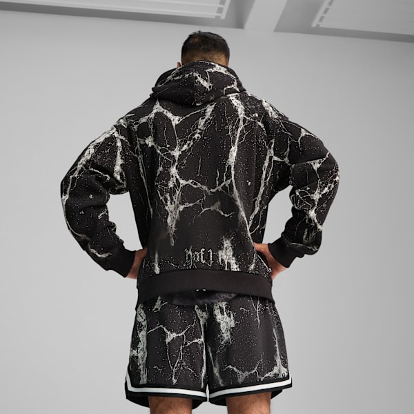 Sudadera PUMA HOOPS x LAFRANCÉ Written in Chrome para hombre, PUMA Black-Puma White AOP, extralarge