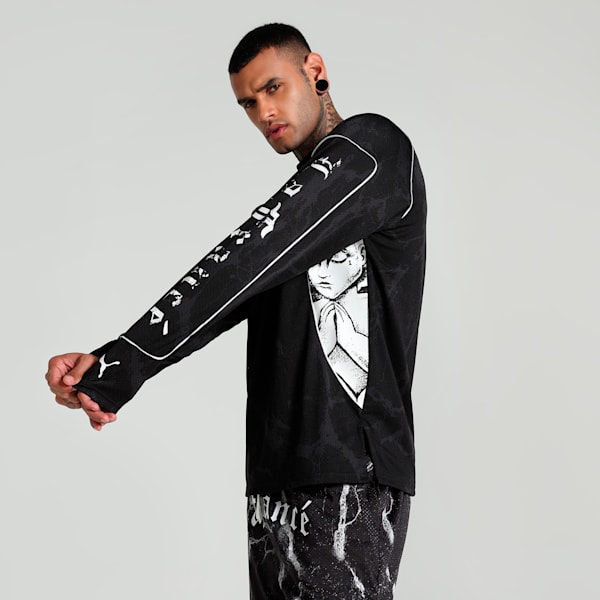 HOOPS x LAFRANCÉ Written in Chrome Men's Relaxed Fit Basketball Jersey, PUMA Black-Flat Medium Gray AOP, extralarge-IND