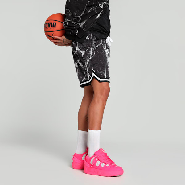 HOOPS x LAFRANCÉ Written in Chrome Men's Relaxed Fit Basketball Shorts, PUMA Black-Puma White - AOP, extralarge-IND