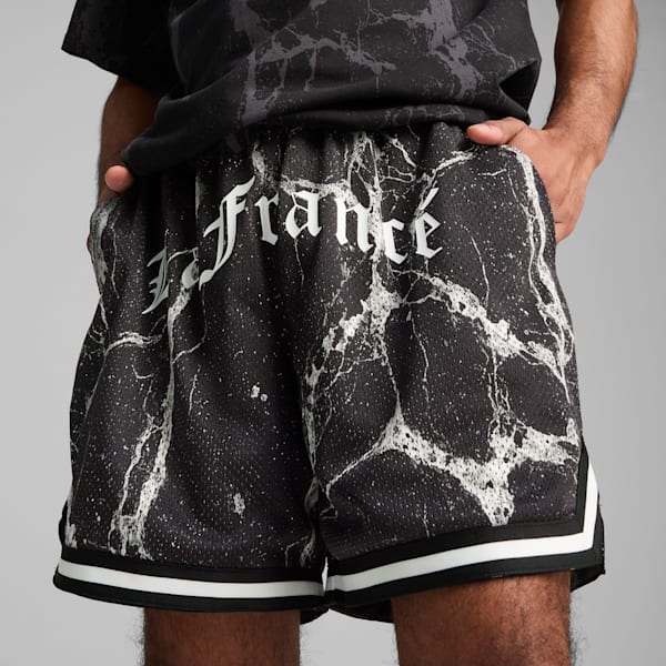 Shorts PUMA HOOPS x LAFRANCÉ Written in Chrome para hombre, PUMA Black-Puma White - AOP, extralarge