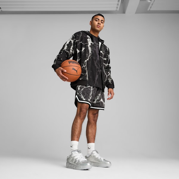 Shorts PUMA HOOPS x LAFRANCÉ Written in Chrome para hombre, PUMA Black-Puma White - AOP, extralarge