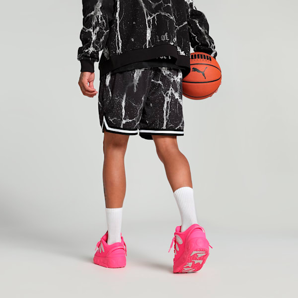 HOOPS x LAFRANCÉ Written in Chrome Men's Relaxed Fit Basketball Shorts, PUMA Black-Puma White - AOP, extralarge-IND