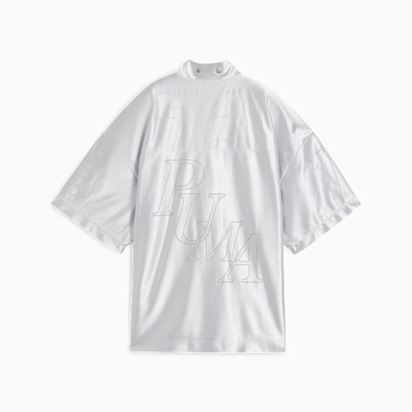 Camiseta abotonada Jer-She Baseball-Inspired para mujer, Feather Gray, extralarge
