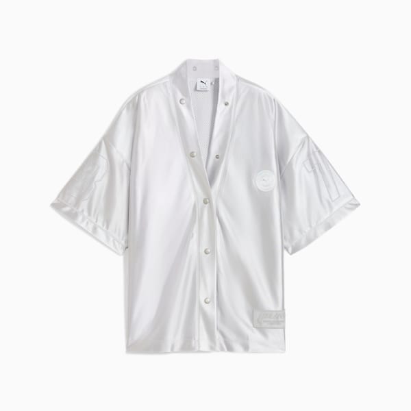 Jer-She Baseball-Inspired Women's Oversized Jersey, Feather Gray, extralarge-IND