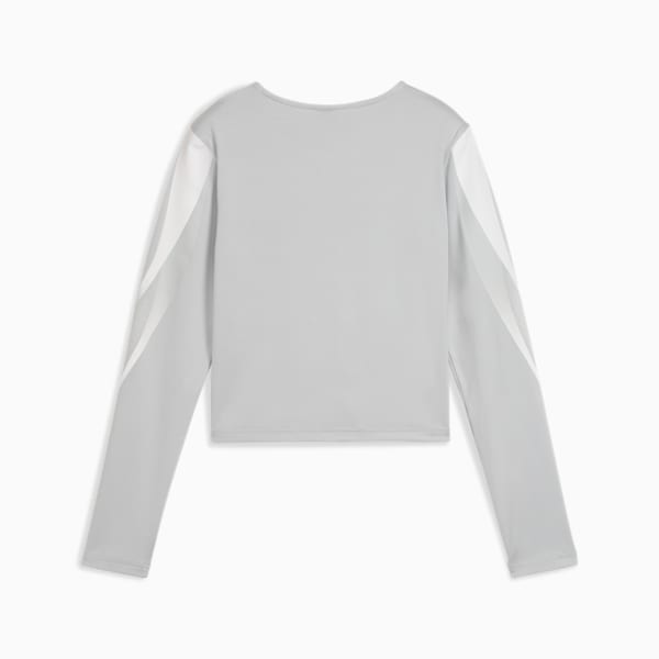 DARE TO Women's Graphic Long Sleeve Tee, Flat Light Gray, extralarge