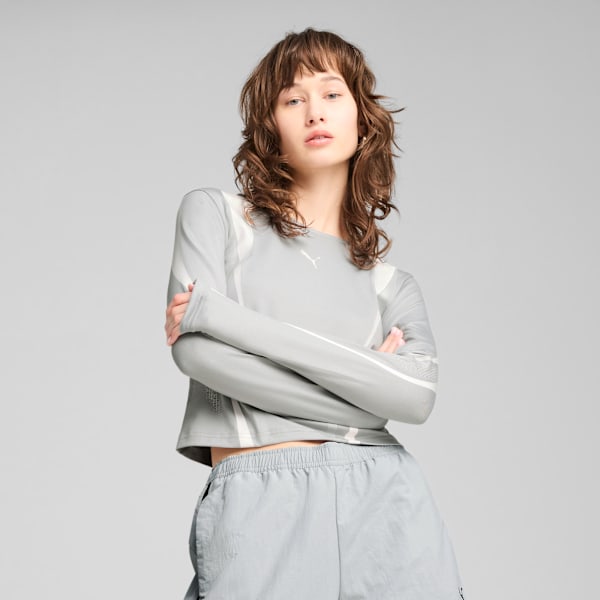 Playera estampada DARE TO para mujer, Flat Light Gray, extralarge