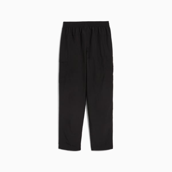 Black PUMA trousers for adults with side pockets and elasticated waistband.