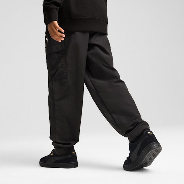 Wardrobe Essentials Big Kids' Relaxed Woven Cargo Pants, PUMA Black, extralarge