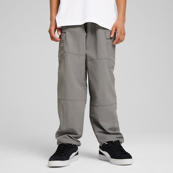 Pants cargo de tejido holgado para niños grandes de Wardrobe Essentials, Cast Iron, extralarge