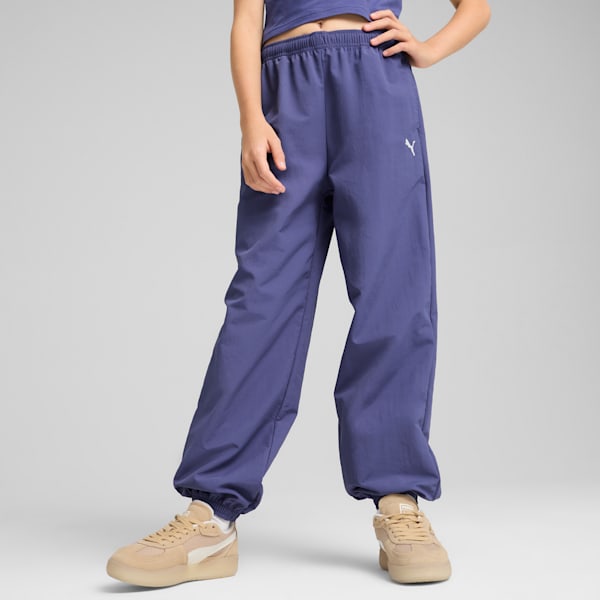 Wardrobe Essentials Big Kids' Relaxed Woven Pants, Blue Crystal, extralarge