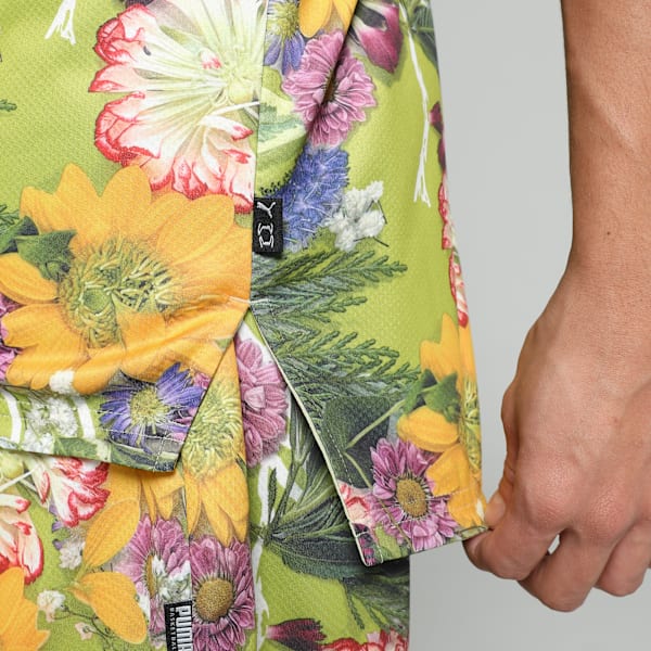 Dunked In Florals Men's Reversible Basketball Jersey, Pistachio Green-AOP, extralarge-IND