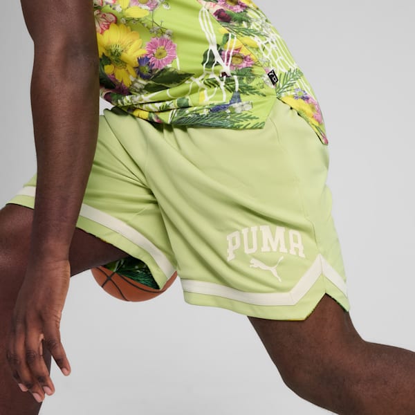 Dunked In Florals Men's All-Over-Print Shorts, Pistachio Green-AOP, extralarge