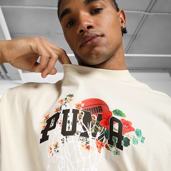 Dunked In Florals Men's Basketball Tee, Alpine Snow, extralarge-IND