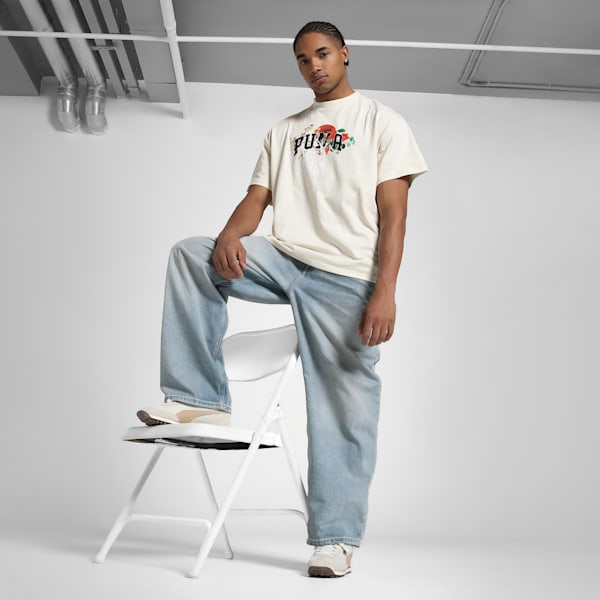 Dunked In Florals Men's Basketball Tee, Alpine Snow, extralarge-IND
