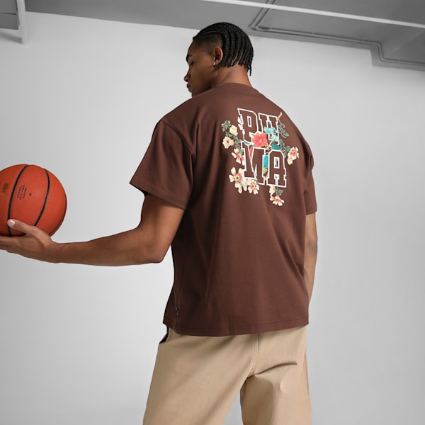 Dunked In Florals Men's Basketball Tee, Chocotart, extralarge-IND