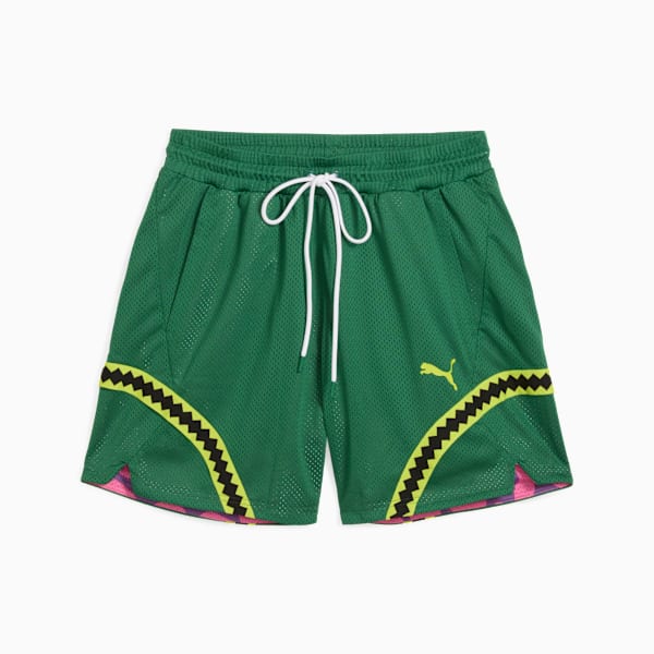 Shorts reversible para hombre PUMA HOOPS x TORTUGAS NINJA, Vine-Ultra Violet-Fast Pink, extralarge