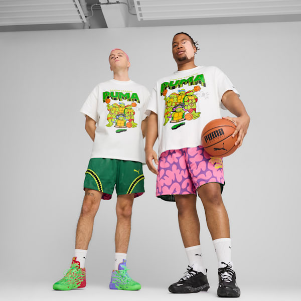 Shorts PUMA HOOPS x TORTUGAS NINJA para hombre, Vine-Ultra Violet-Fast Pink, extralarge