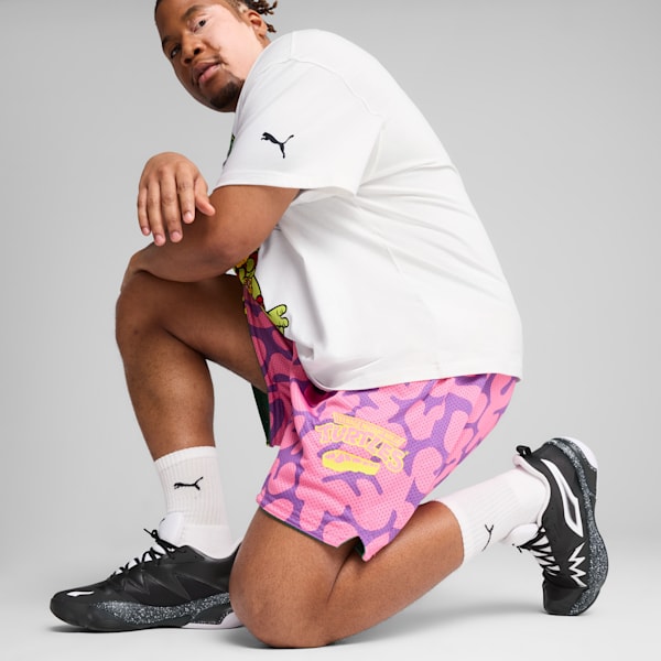 Shorts PUMA HOOPS x TORTUGAS NINJA para hombre, Vine-Ultra Violet-Fast Pink, extralarge