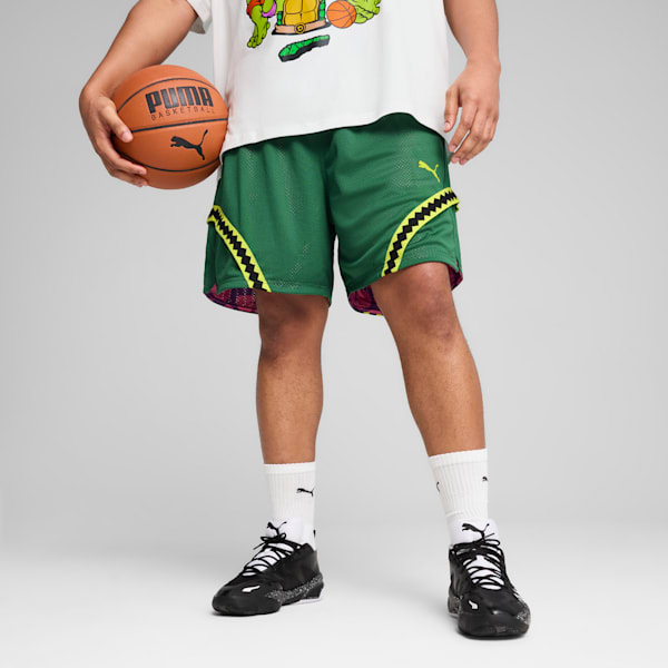Short de basketball PUMA HOOPS x TMNT Homme, Vine-Ultra Violet-Fast Pink, extralarge