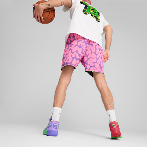 Shorts PUMA HOOPS x TORTUGAS NINJA para hombre, Vine-Ultra Violet-Fast Pink, extralarge