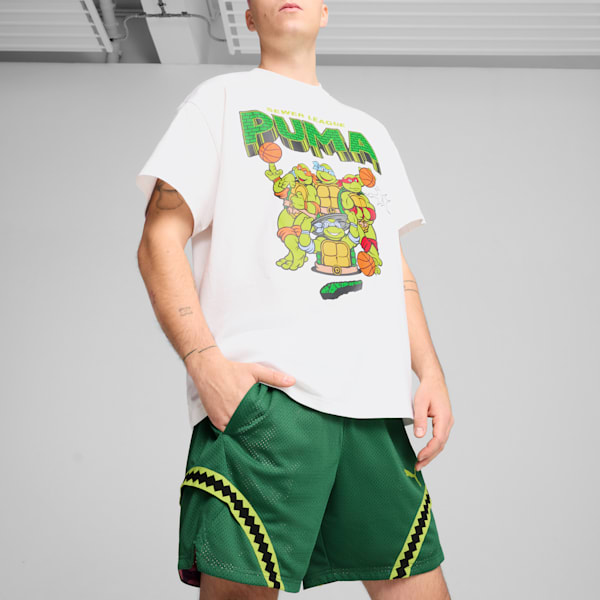 Short de basketball PUMA HOOPS x TMNT Homme, Vine-Ultra Violet-Fast Pink, extralarge