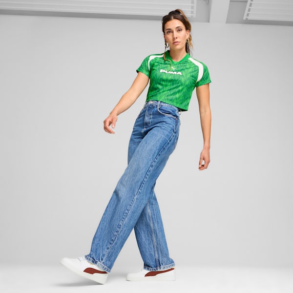 Playera de fútbol estilo baby tee para mujer, PUMA Green, extralarge