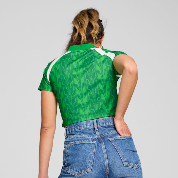 Playera de fútbol estilo baby tee para mujer, PUMA Green, extralarge