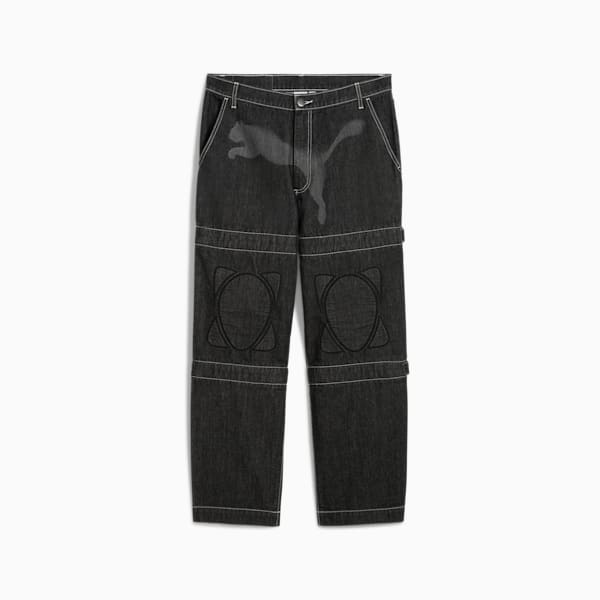 PUMA X A$AP ROCKY Knee Pad Men's Relaxed Fit Pants, PUMA Black-Denim, extralarge-IND