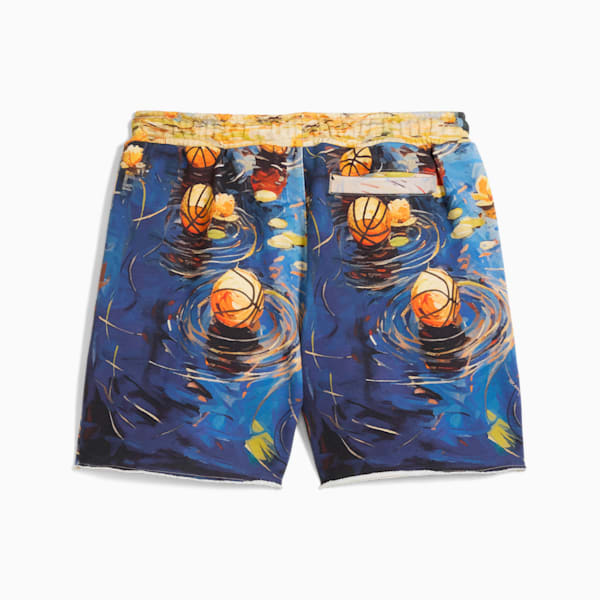 Dylan Exhibit Men's Terry Basketball Shorts, Vivid Blue-AOP, extralarge