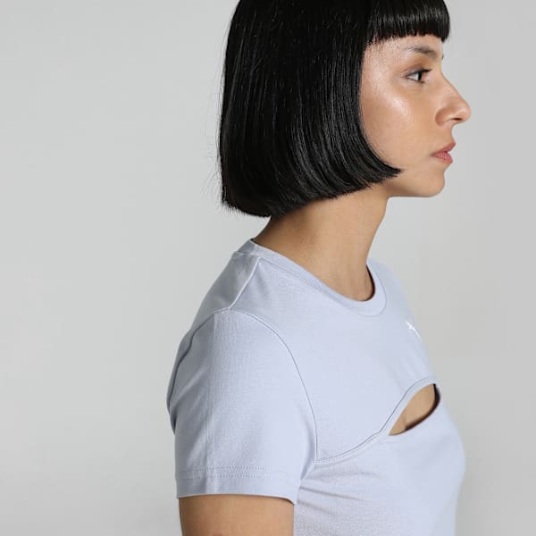 WARDROBE Essentials Women's Slim Fit Cut-Out Crop Tee, Cool Weather, extralarge-IND