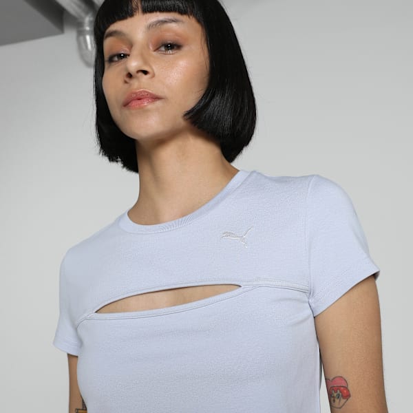 WARDROBE Essentials Women's Slim Fit Cut-Out Crop Tee, Cool Weather, extralarge-IND
