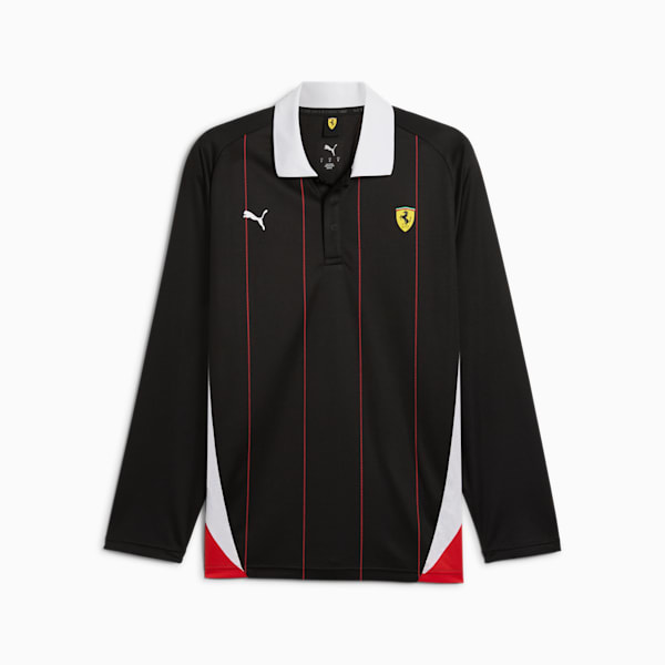 Scuderia Ferrari Race Men's Long Sleeve Polo, PUMA Black, extralarge