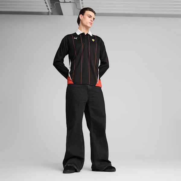 Scuderia Ferrari Race Men's Long Sleeve Polo, PUMA Black, extralarge