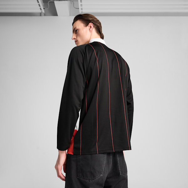 Scuderia Ferrari Race Men's Long Sleeve Relaxed Fit Motorsport Polo, PUMA Black, extralarge-IND