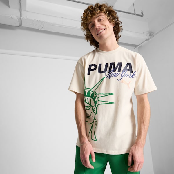 Wardrobe Essentials Bright Lights NYC Flagship Men's Tee, Alpine Snow, extralarge