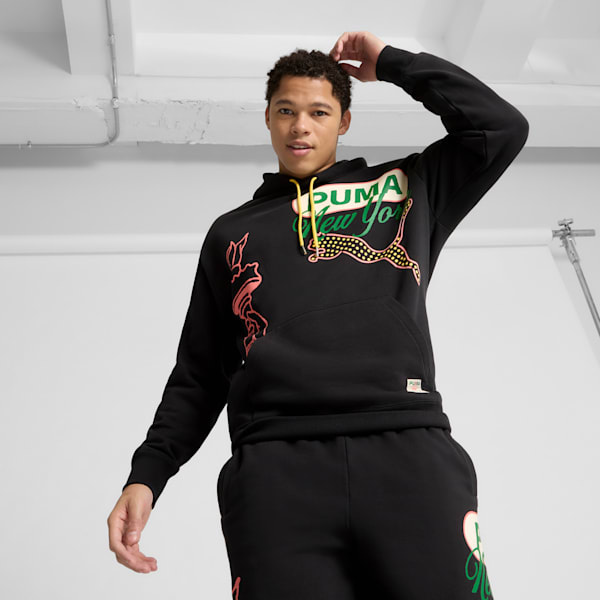 Sudadera con capucha para hombre Wardrobe Essentials Bright Lights NYC Flagship, PUMA Black, extralarge