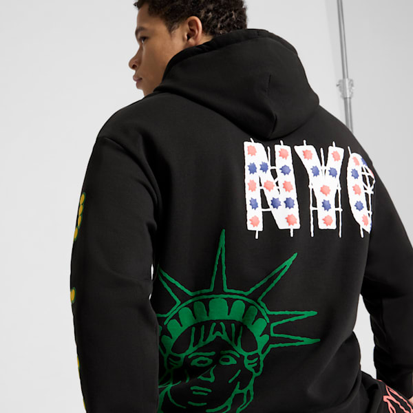 Sudadera con capucha para hombre Wardrobe Essentials Bright Lights NYC Flagship, PUMA Black, extralarge