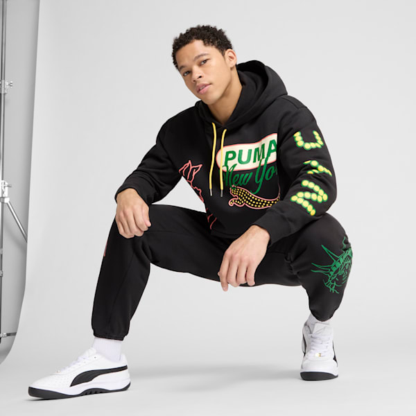 Sudadera con capucha para hombre Wardrobe Essentials Bright Lights NYC Flagship, PUMA Black, extralarge