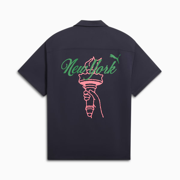 Wardrobe Essentials Bright Lights NYC Flagship Men's Relaxed Tee, New Navy, extralarge