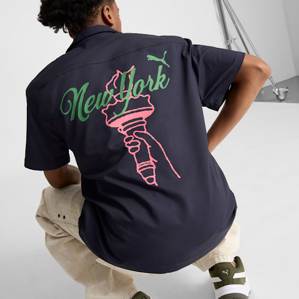 Wardrobe Essentials Bright Lights NYC Flagship Men's Relaxed Tee, New Navy, extralarge