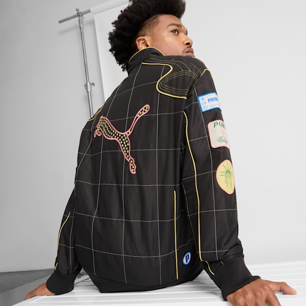 ARCHIVE SEASONAL Bright Lights NYC Flagship Men's Relaxed Racer Jacket, PUMA Black, extralarge