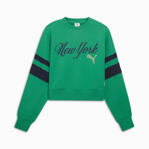 Sudadera de cuello redondo para mujer Wardrobe Essentials Bright Lights NYC Flagship, Archive Green, extralarge