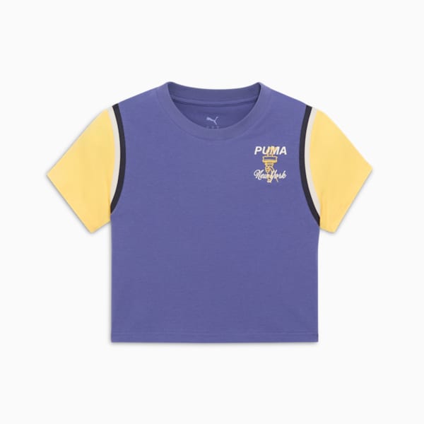 Camiseta ajustada y corta para mujer Bright Lights Wardrobe Essentials NYC Flagship, Blue Crystal, extralarge