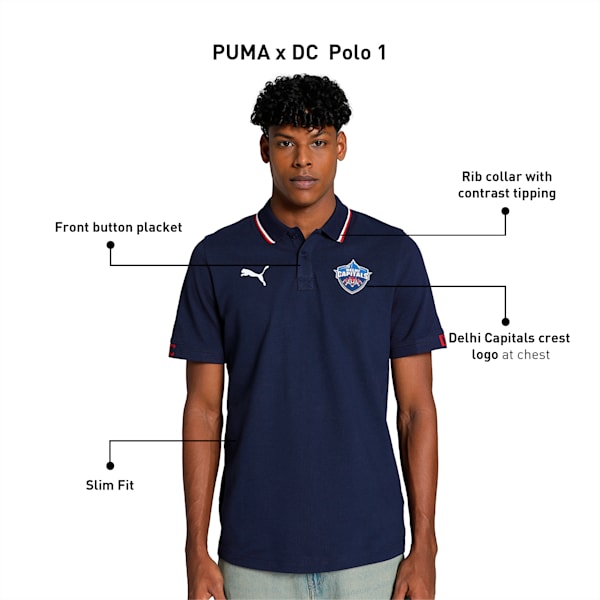 PUMA x DC Men's Slim Fit Cricket Polo, PUMA Navy, extralarge-IND