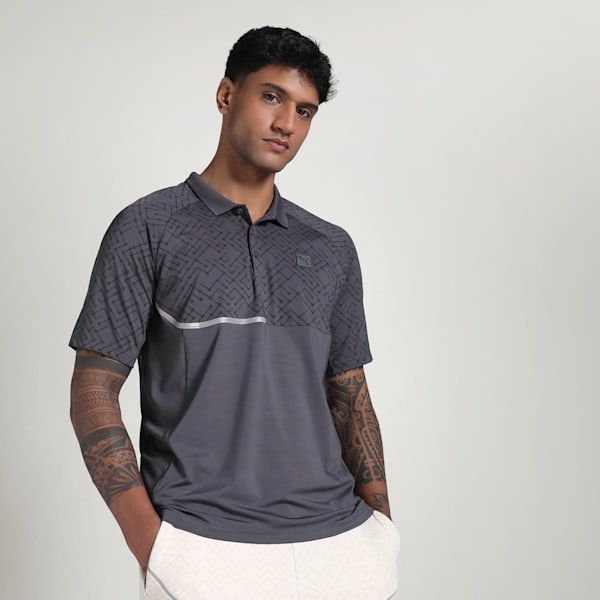 PUMATECH Men's Graphic Polo, Galactic Gray, extralarge-IND