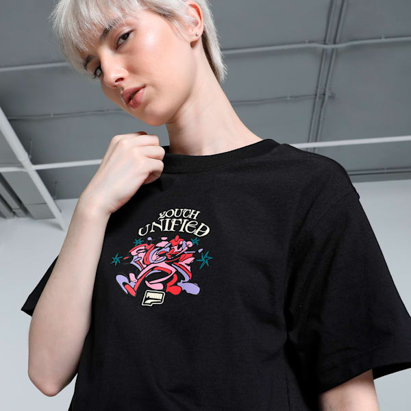 DOWNTOWN Graphic Women's Relaxed Fit Tee, PUMA Black, extralarge-IND