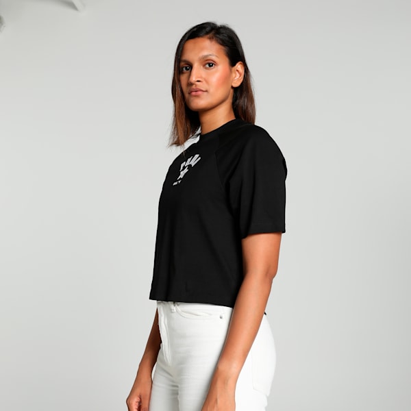 CLASSICS PLAY LOUD Women's Relaxed Fit Tee, PUMA Black, extralarge-IND